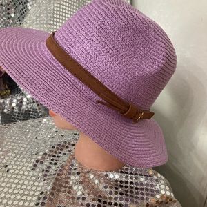 Womens purple straw hat